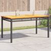 Patio Table Black 55.1"x31.5"x29.5" Poly Rattan Acacia Wood