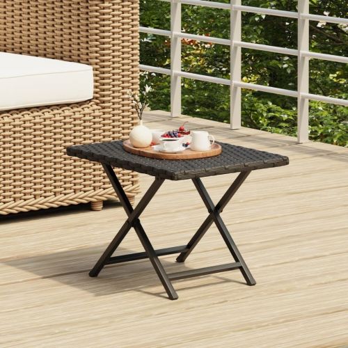 Folding Table Black 17.7"x13.8"x12.6" Poly Rattan