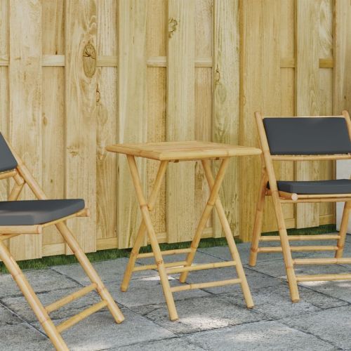 Folding Patio Table 21.7"x21.7"x29.5" Bamboo