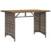 Patio Table with Wooden Top Gray 43.3"x26.8"x27.6" Poly Rattan