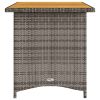 Patio Table with Wooden Top Gray 43.3"x26.8"x27.6" Poly Rattan