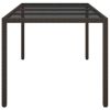 Patio Table Brown 74.8"x35.4"x29.5" Tempered Glass and Poly Rattan