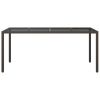Patio Table Brown 74.8"x35.4"x29.5" Tempered Glass and Poly Rattan