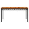 Patio Table Black 55.1"x31.5"x29.5" Poly Rattan Acacia Wood