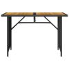 Patio Table with Wooden Top Black 43.3"x26.8"x27.6" Poly Rattan
