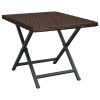 Folding Table Brown 17.7"x13.8"x12.6" Poly Rattan