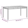 Patio Table Black 55.1"x31.5"x29.5" Poly Rattan Acacia Wood