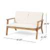 Temecula Outdoor Acacia Wood 4-Seater Chat Set - Brown Patina Finish + Cream Cushion