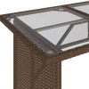 Patio Table with Glass Top Brown 43.3"x26.8"x27.6" Poly Rattan