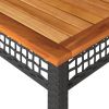Patio Table Black 55.1"x31.5"x29.5" Poly Rattan Acacia Wood