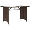 Patio Table with Glass Top Brown 43.3"x26.8"x27.6" Poly Rattan