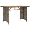 Patio Table with Wooden Top Gray 43.3"x26.8"x27.6" Poly Rattan