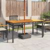 Patio Table Black 55.1"x31.5"x29.5" Poly Rattan Acacia Wood