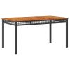 Patio Table Black 55.1"x31.5"x29.5" Poly Rattan Acacia Wood