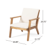 Temecula Outdoor Acacia Wood 4-Seater Chat Set - Brown Patina Finish + Cream Cushion