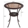 Round Rattan Wicker Coffee Table with Lower Shelf