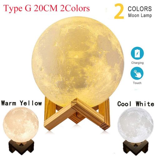 T30 Levitating Moon Lamp Night Light Floating 3D Printing LED Moon Lamp with Wooden Base and Magnetic with 3 Colors