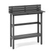 48" Patio Pub Height Table with Storage Shelf and Adjustable Foot Pads