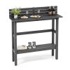 48" Patio Pub Height Table with Storage Shelf and Adjustable Foot Pads