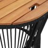 Patio Side Tables 2 pcs with Wooden Top Black Poly Rattan