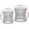 Patio Side Tables 2 pcs with Wooden Top Black Poly Rattan