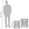 Patio Side Tables 2 pcs with Wooden Top Black Poly Rattan