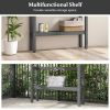 48" Patio Pub Height Table with Storage Shelf and Adjustable Foot Pads