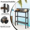 48" Patio Pub Height Table with Storage Shelf and Adjustable Foot Pads